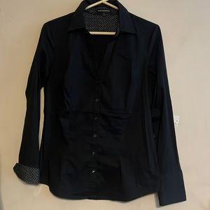 Express Design Studio black v neck button down shirt
